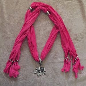🚨SOLD🚨Pink Scarf With Elephant Medallion